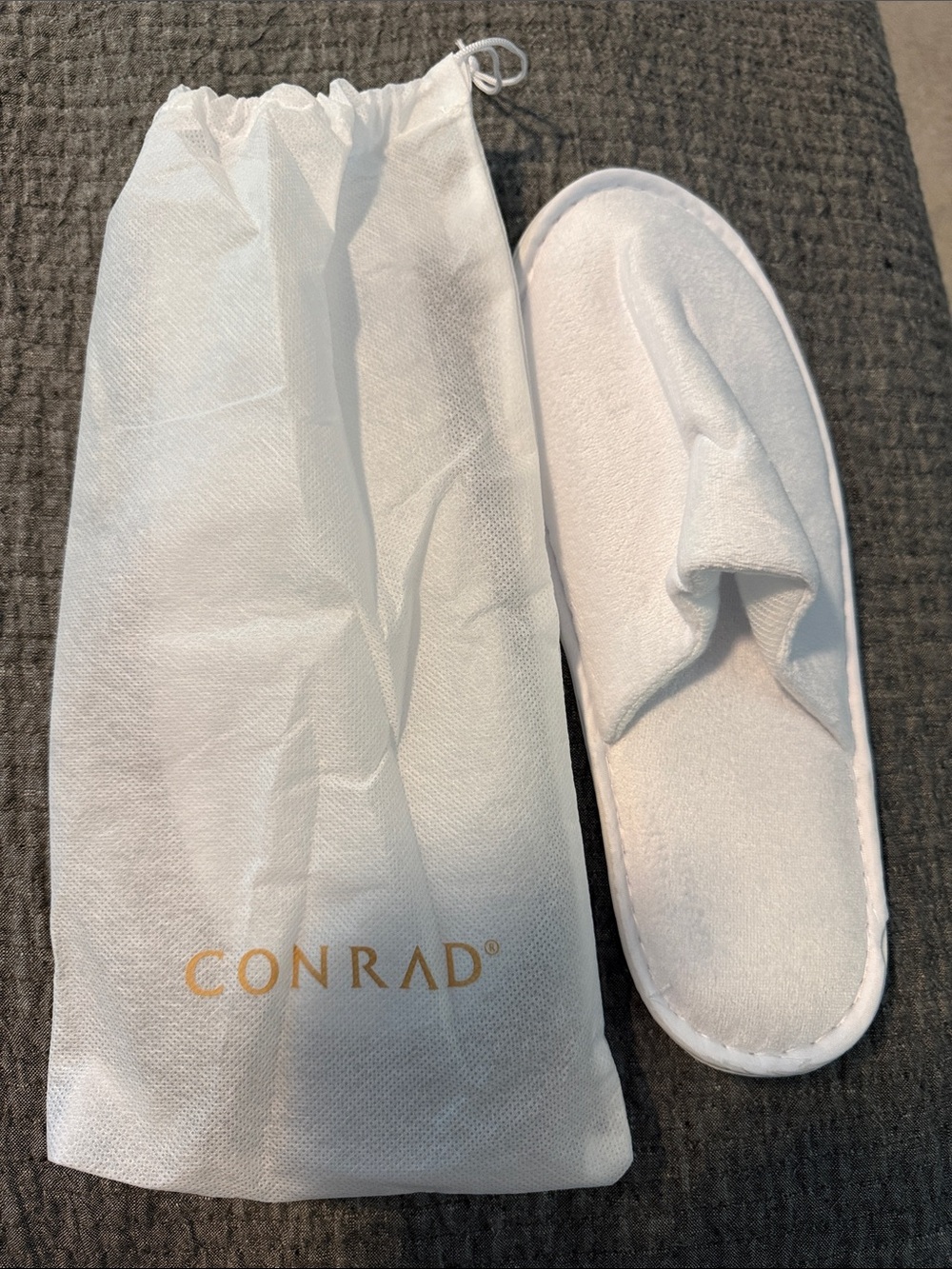Conrad Hotel Plush White Spa Slippers